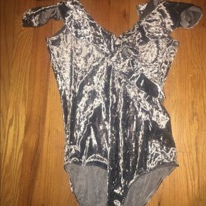 Dark Grey Velvet Bodysuit